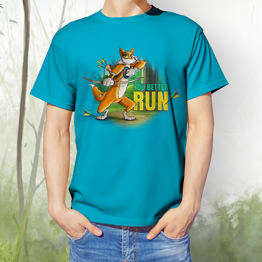 T-Shirt Fuchs better run aqua