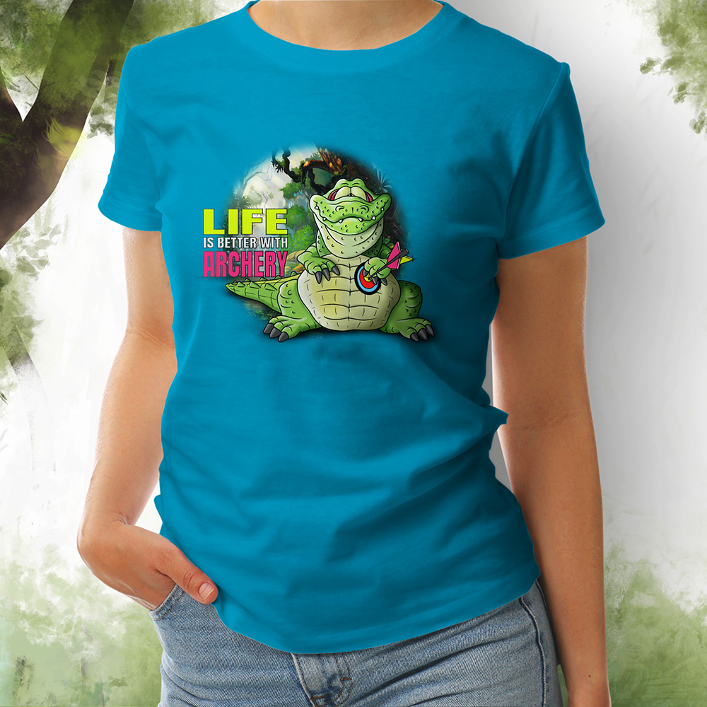 T-Shirt Damen Kroko 1 aqua