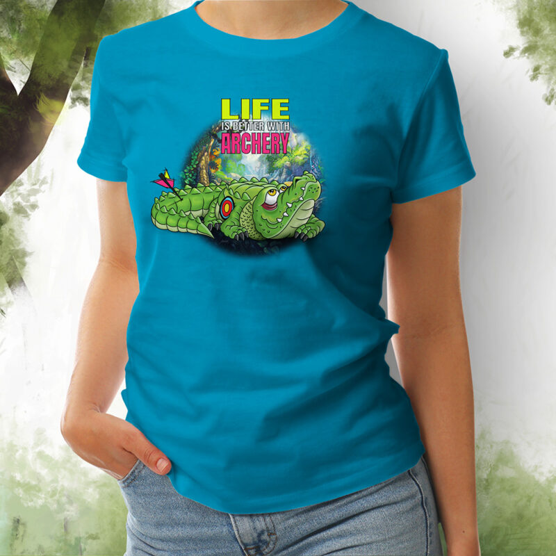 T-Shirt Damen Kroko 2 aqua
