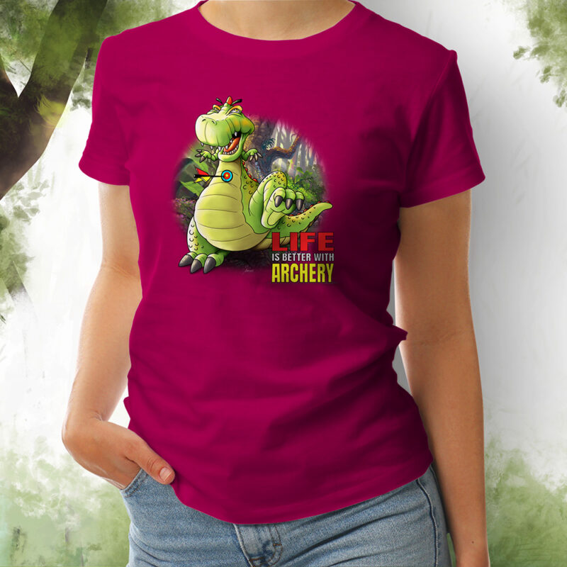 T-Shirt Damen Dino fuchsia