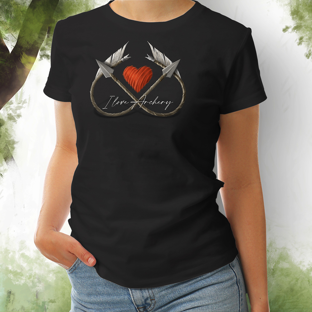 Damen T-Shirt I love Archery schwarz