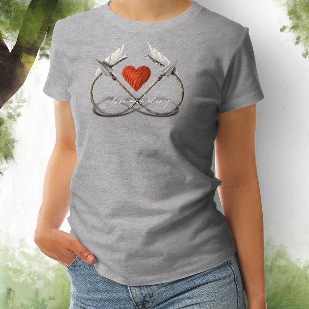 Damen T-Shirt I love Archery grey melange