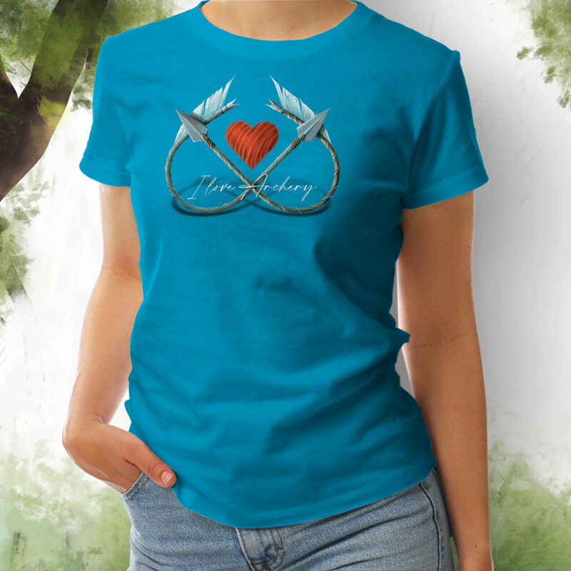 Damen T-Shirt I love Archery blue