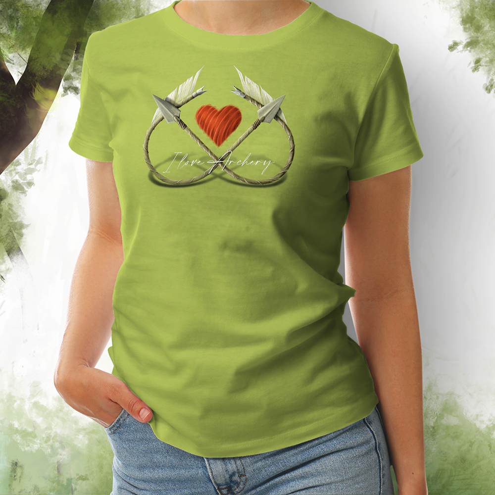 Damen T-Shirt I love Archery apple green