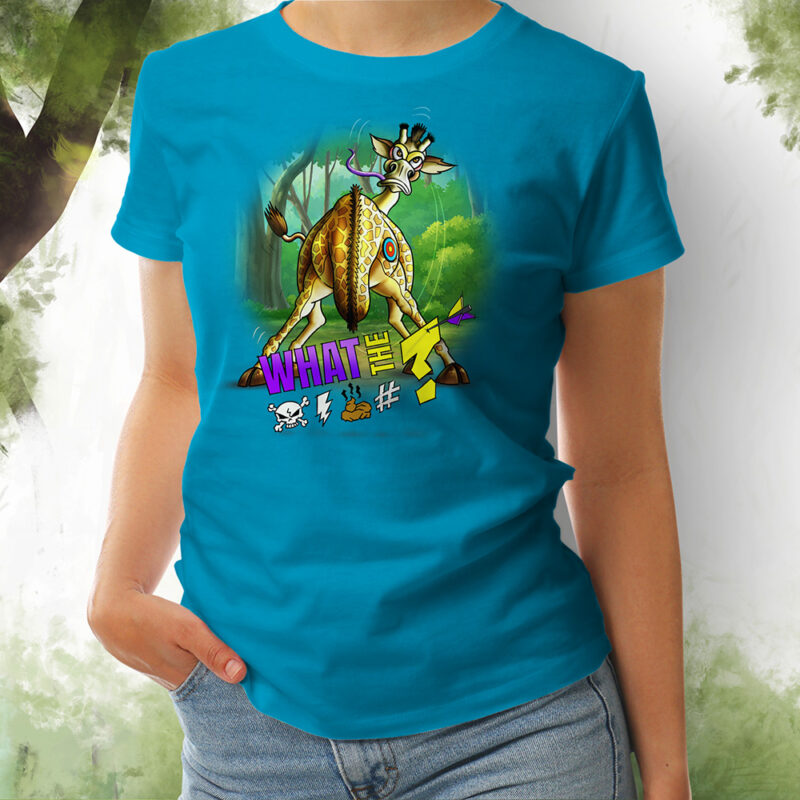 Damen T-Shirt Giraffe aqua