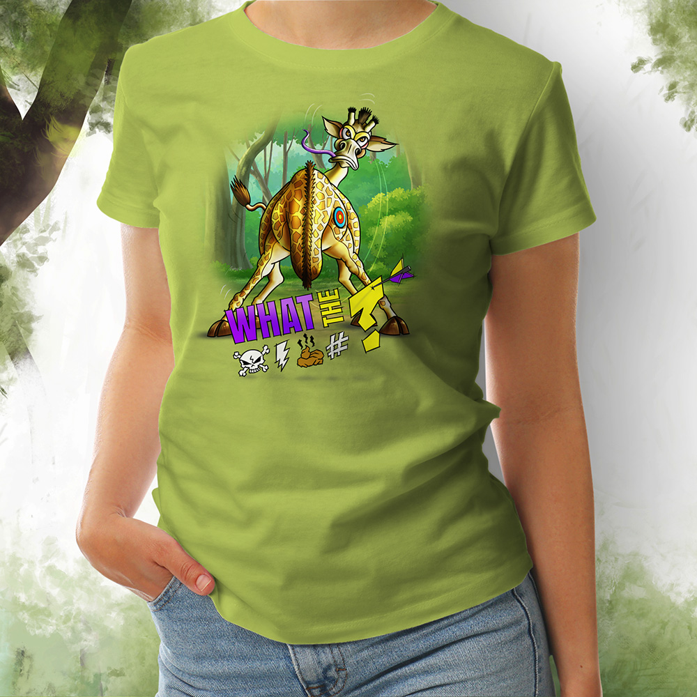 Damen T-Shirt Giraffe apple green