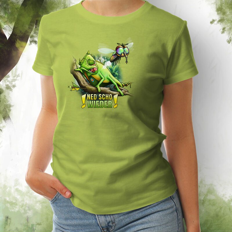 Damen T-Shirt Chamäleon apple green