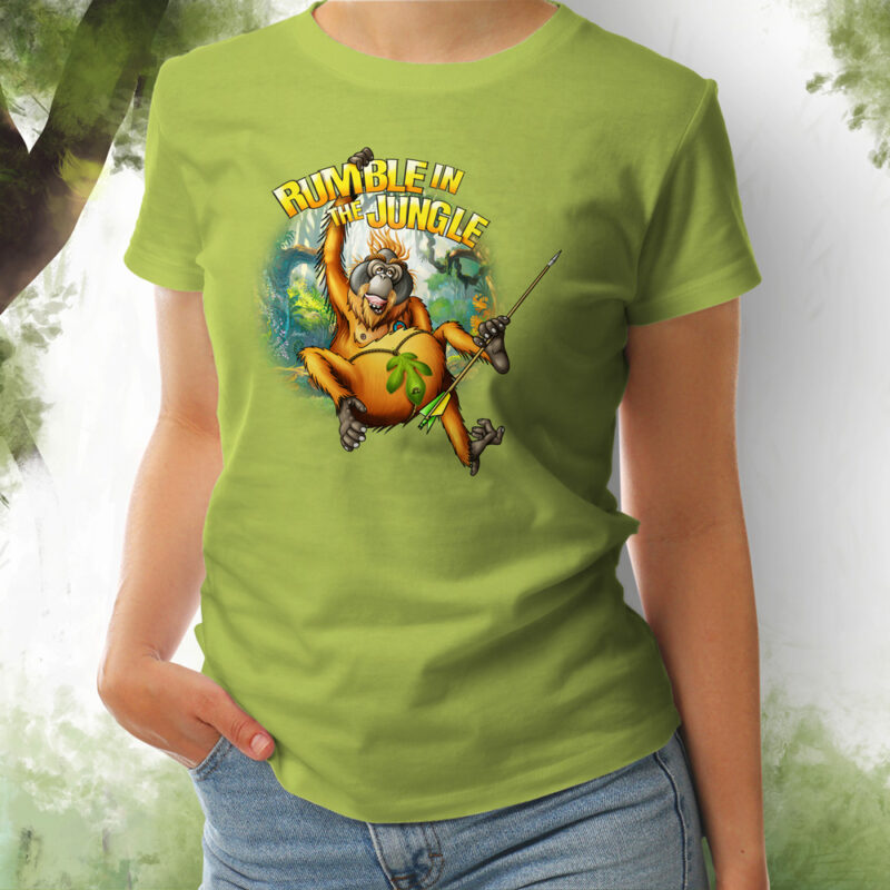 Damen T-Shirt Orang Utan apple green