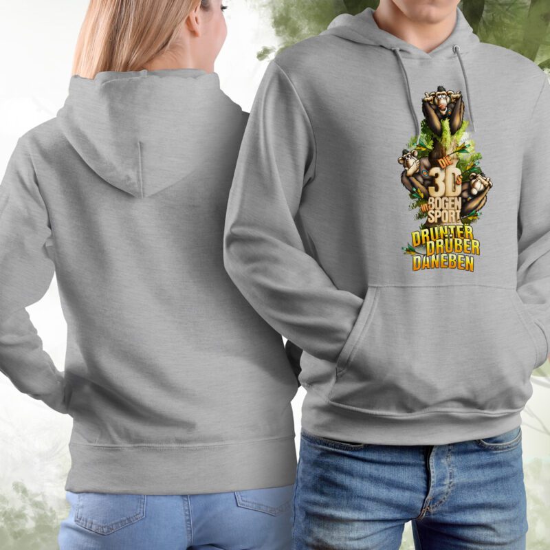 Hoodie drei Affen grey melange