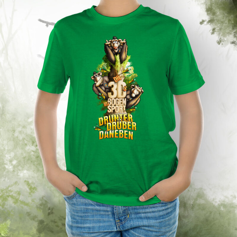 Kids T-Shirt drei Affen kelly green