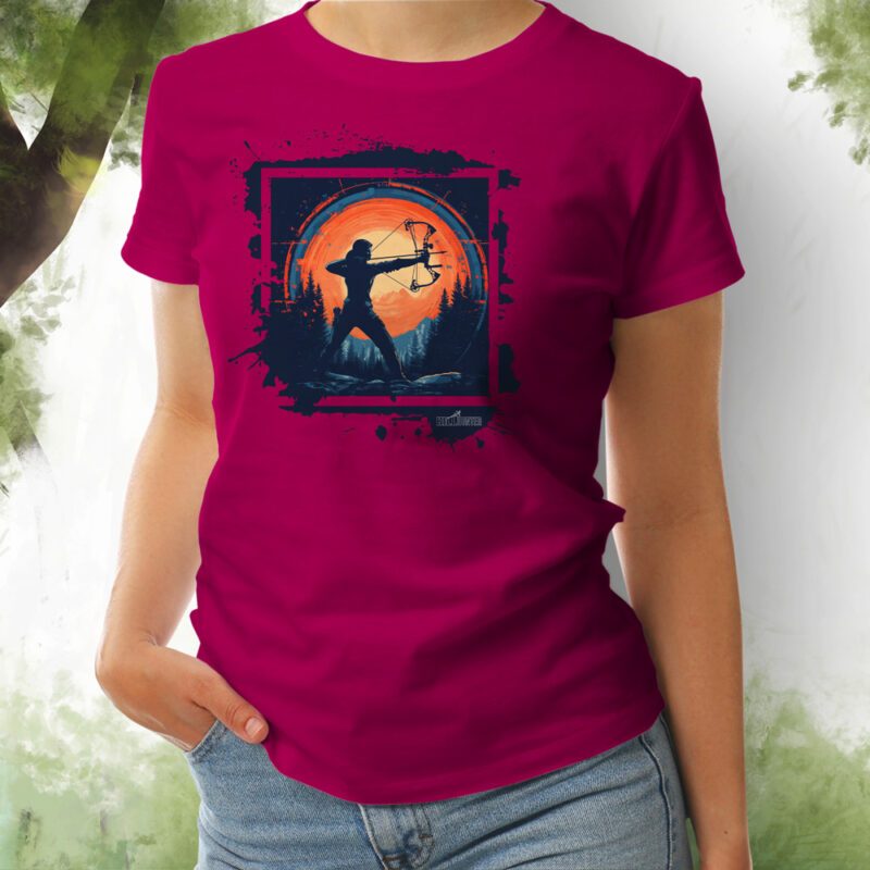 Damen T-Shirt Compoundbogen Archer fuchsia