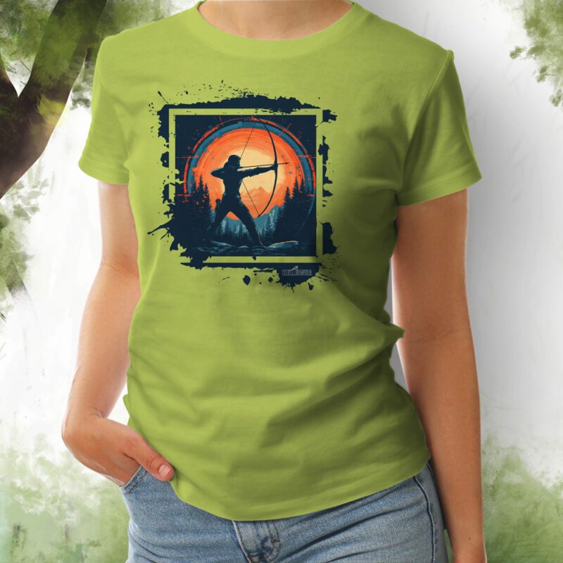 Damen T-Shirt Langbogen Archer apple green