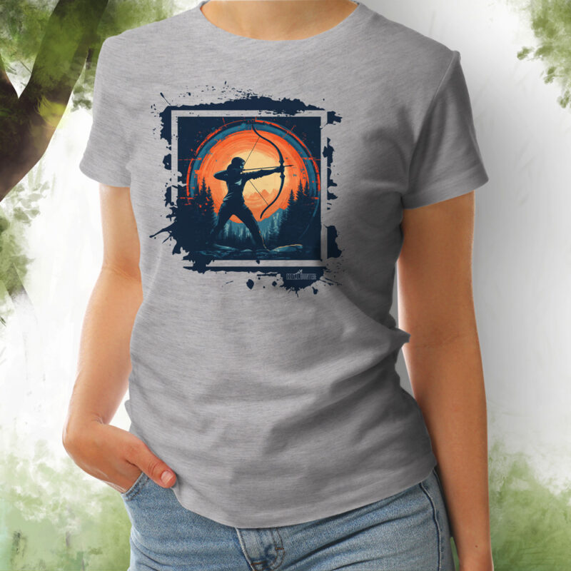 Damen T-Shirt Recurvebogen Archer grey melange