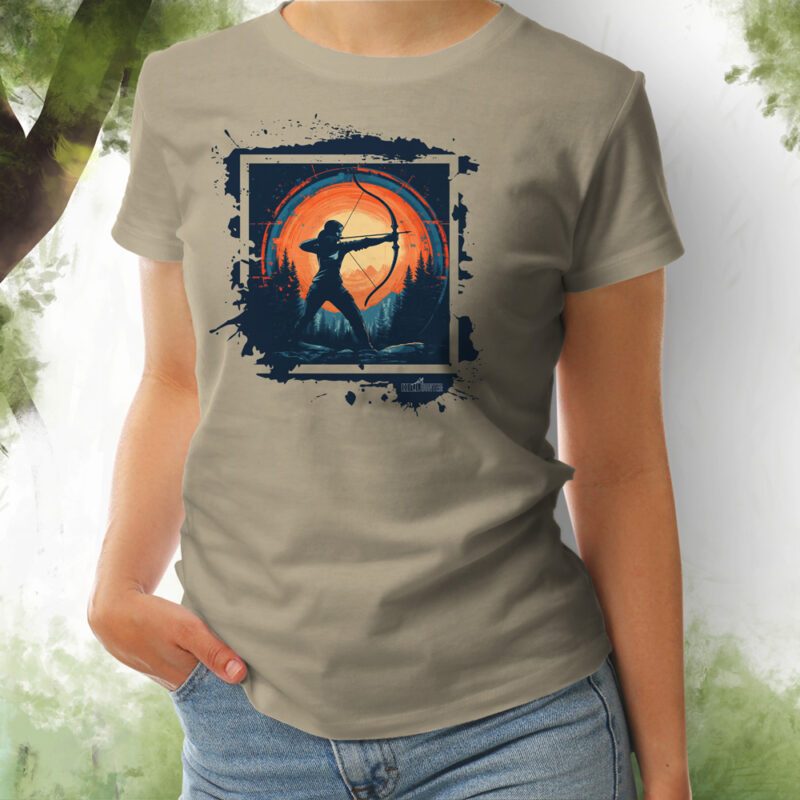 Damen T-Shirt Recurvebogen Archer khaki