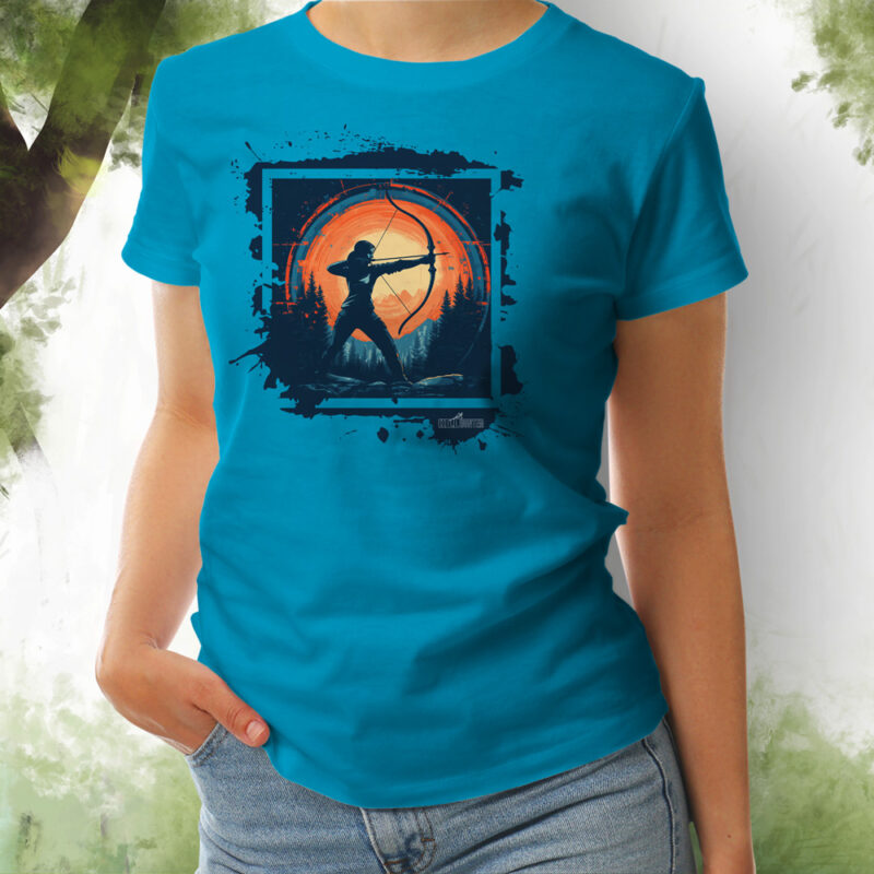 Damen T-Shirt Recurvebogen Archer aqua